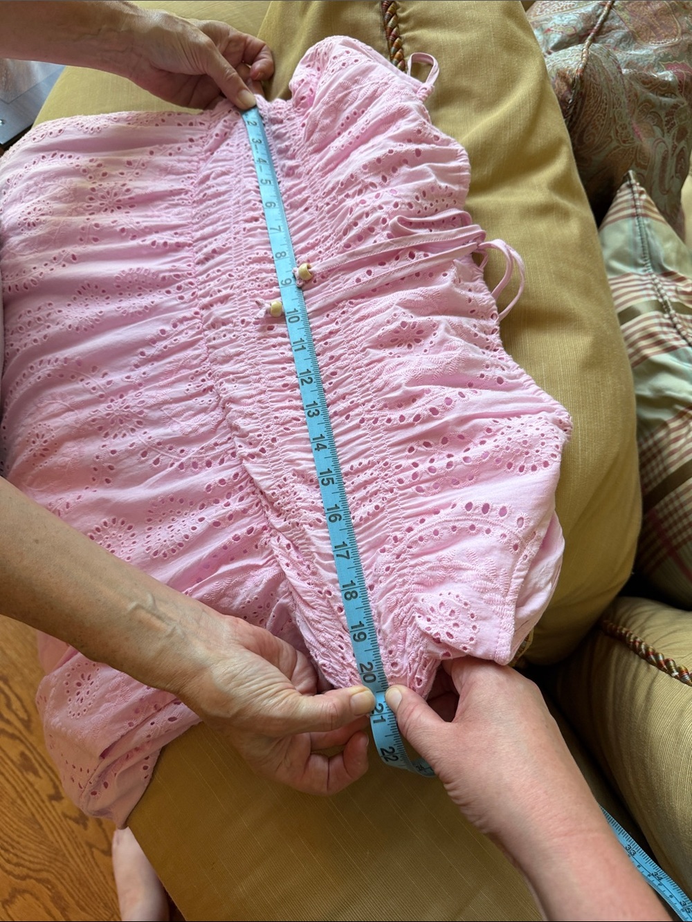 MELLODAY Pink Eyelet Maxi Dress with Smocked Bodice - Picture 11 of 13